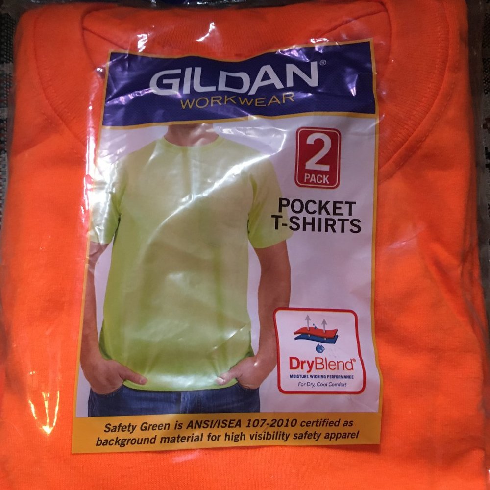 Brand new 2 pack orange workforce pocket tshirts